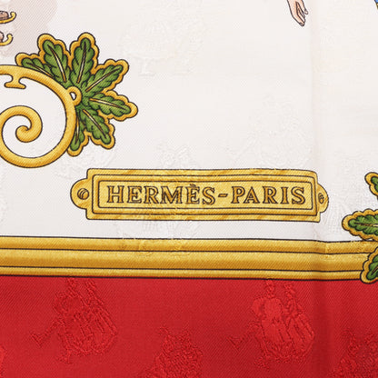 Hermès Carré 90 "Joies d’Hiver" 100% Silk Scarf in Red