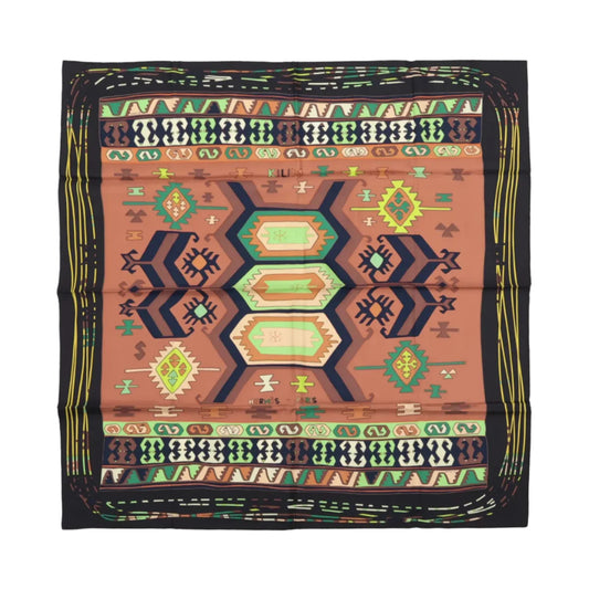 Hermès Carré 90 "KILIM" Mouchoir en soie marron