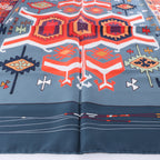 Hermès Carré 90 "KILIM" Silk handkerchief in Gray x Red