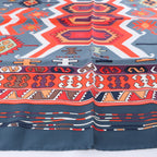 Hermès Carré 90 "KILIM" Silk handkerchief in Gray x Red