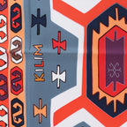 Hermès Carré 90 "KILIM" Silk handkerchief in Gray x Red