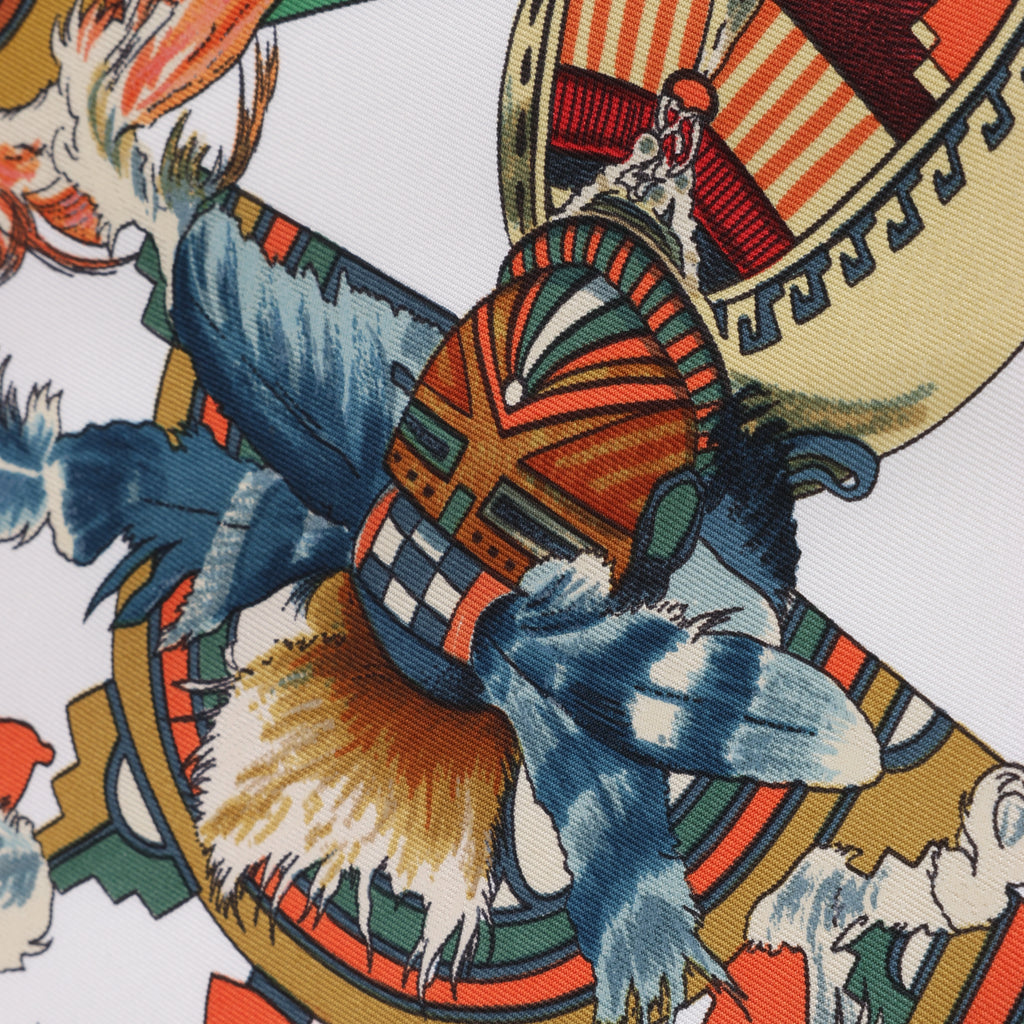 Hermès Carré 90 "Kachinas" Silk handkerchief in Navy Blue