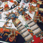 Hermès Carré 90 "Kachinas" Silk handkerchief in Navy Blue