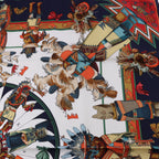 Hermès Carré 90 "Kachinas" Silk handkerchief in Navy Blue