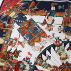 Hermès Carré 90 "Kachinas" Silk handkerchief in Navy Blue