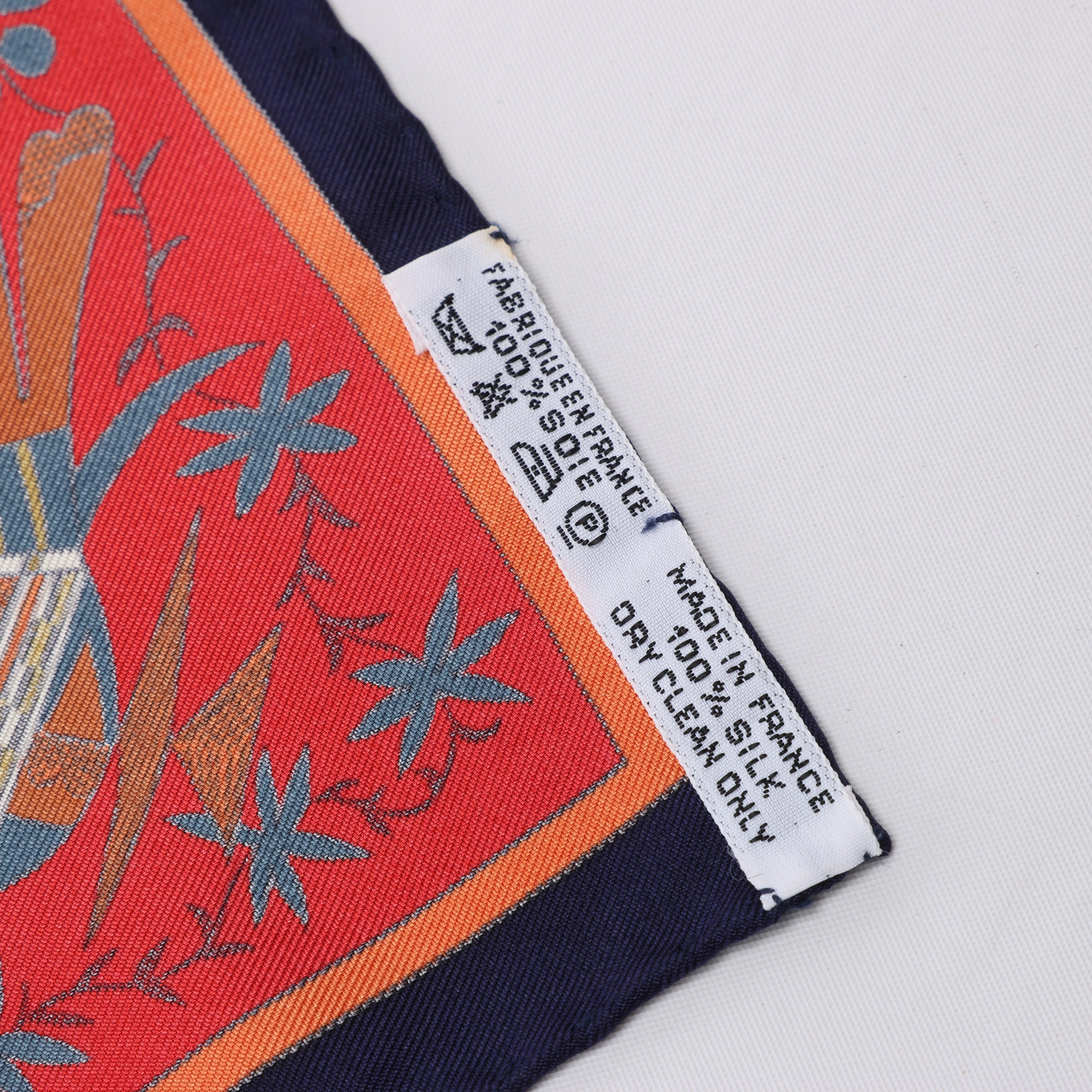 Hermès Carré 90 "Kachinas" Silk handkerchief in Navy Blue