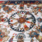 Hermès Carré 90 "Kachinas" Silk handkerchief in Navy Blue