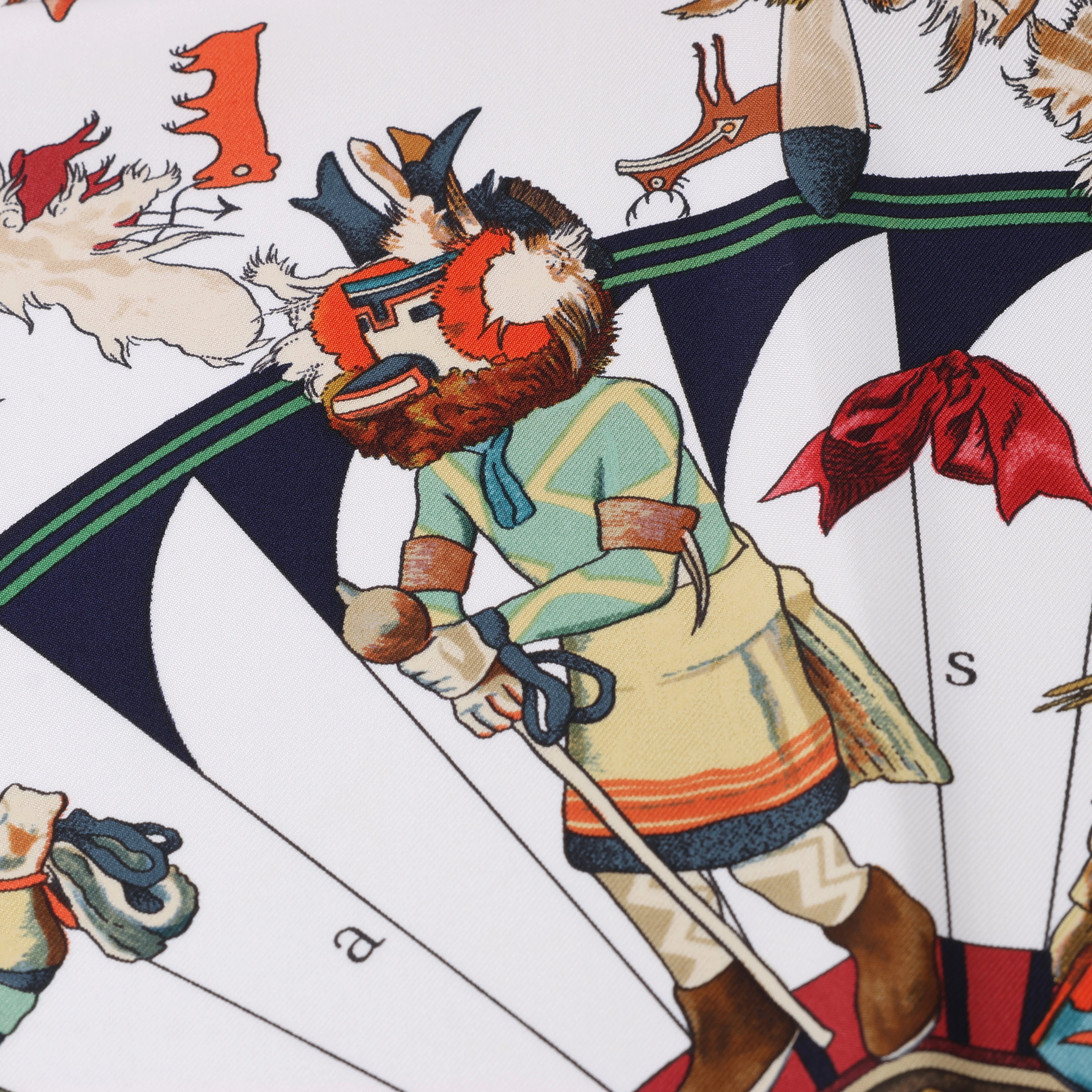 Hermès Carré 90 "Kachinas" Silk handkerchief in Navy Blue