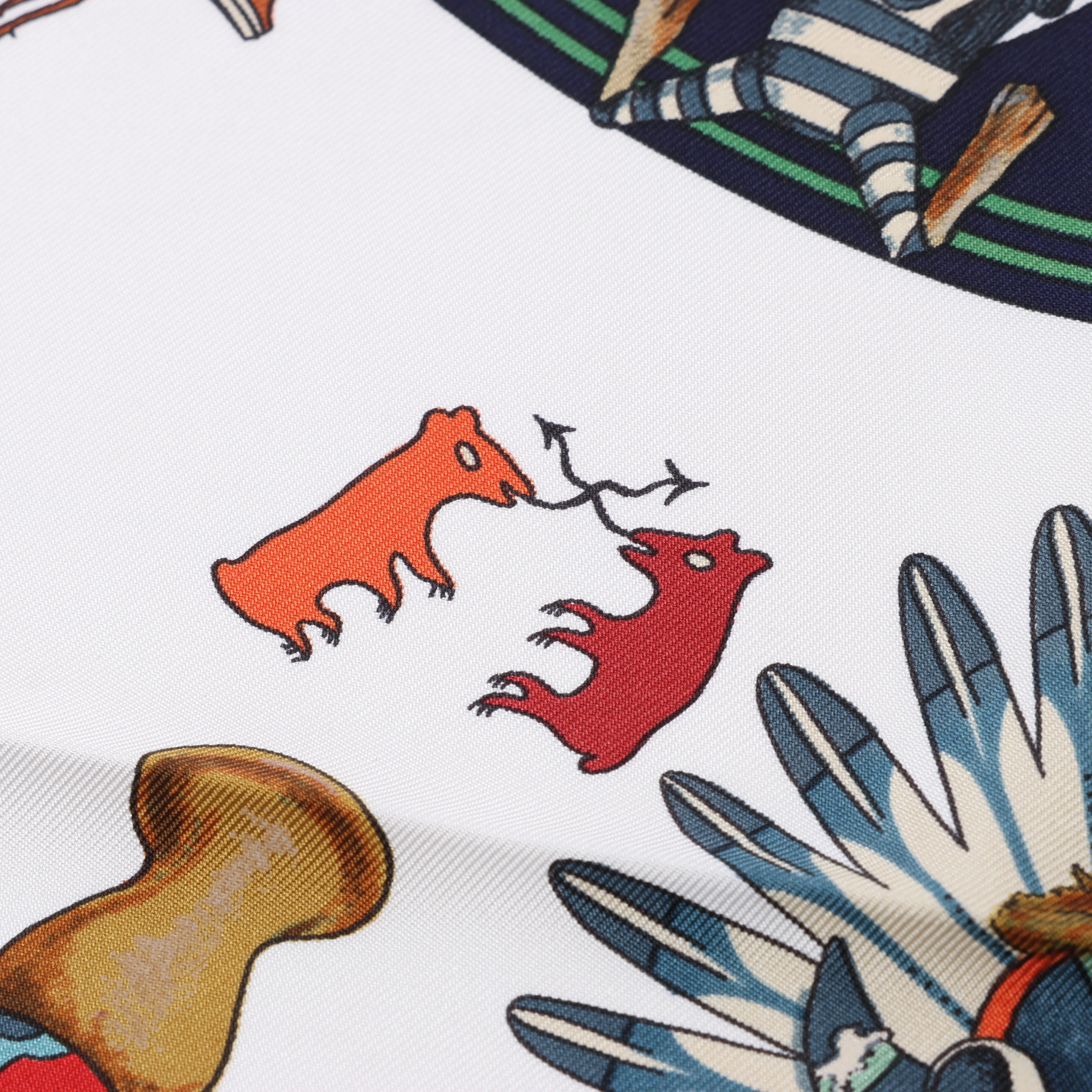 Hermès Carré 90 "Kachinas" Silk handkerchief in Navy Blue
