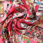 Pañuelo Hermès Carré 90 "LES CLES" 100% seda rosa
