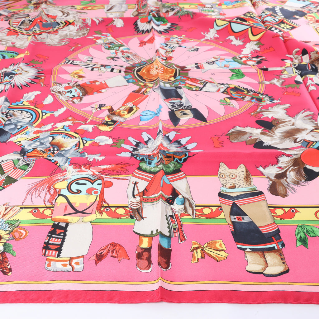 Pañuelo Hermès Carré 90 "LES CLES" 100% seda rosa
