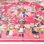 Pañuelo Hermès Carré 90 "LES CLES" 100% seda rosa