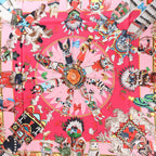 Pañuelo Hermès Carré 90 "LES CLES" 100% seda rosa