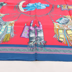 Hermès Carré 90 "Cuirs Du Desert" Silk handkerchief in Navy Blue x Red