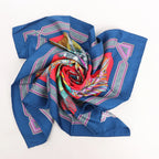 Hermès Carré 90 "Cuirs Du Desert" Silk handkerchief in Navy Blue x Red