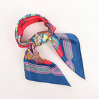Hermès Carré 90 "Cuirs Du Desert" Silk handkerchief in Navy Blue x Red