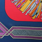 Hermès Carré 90 "Cuirs Du Desert" Silk handkerchief in Navy Blue x Red
