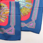 Hermès Carré 90 "Cuirs Du Desert" Silk handkerchief in Navy Blue x Red