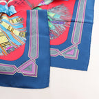 Hermès Carré 90 "Cuirs Du Desert" Silk handkerchief in Navy Blue x Red