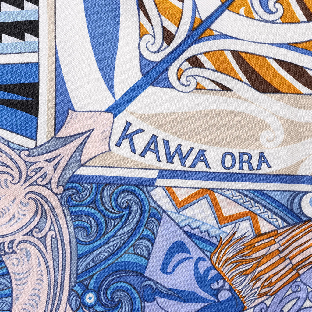 Hermès Carré 90 "Kawaora" Silk handkerchief in Blue