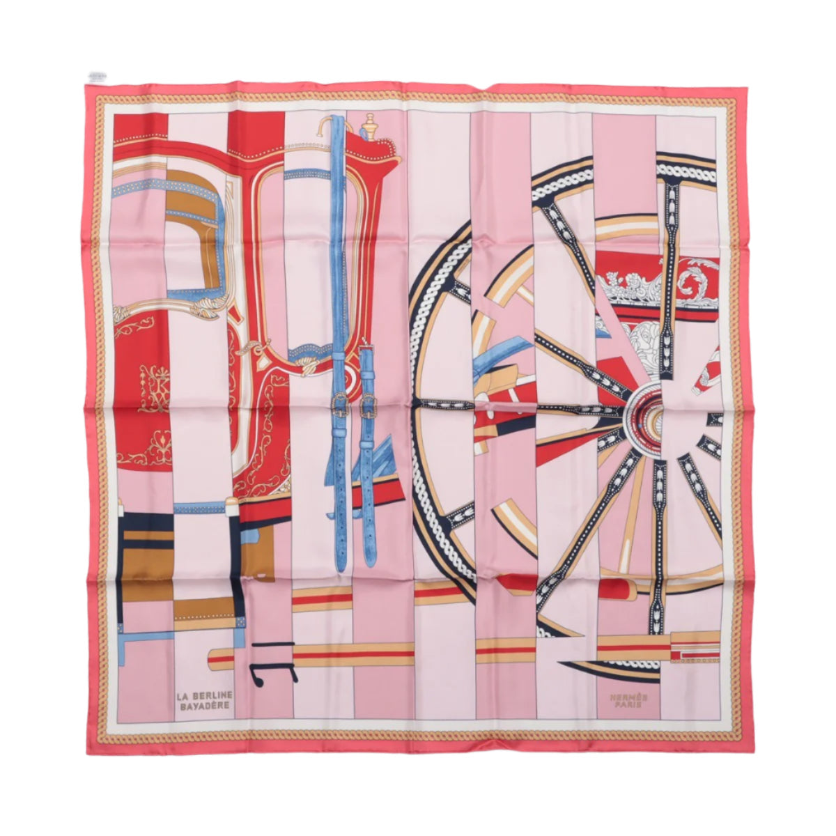 Hermès Carré 90 "LA BERLINE BAYADERE" Foulard 100% Soie en Rose