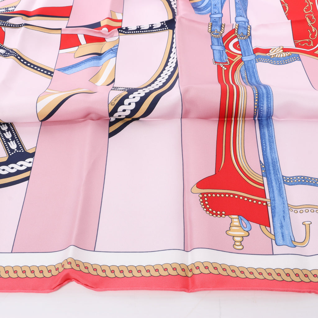 Hermès Carré 90 "LA BERLINE BAYADERE" Silk handkerchief in Pink