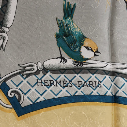 Hermès Carré 90 "LA CLE des CHAMPS" Silk handkerchief in Beige