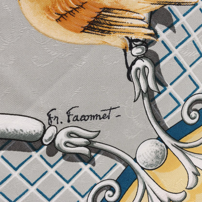 Hermès Carré 90 "LA CLE des CHAMPS" Silk handkerchief in Beige