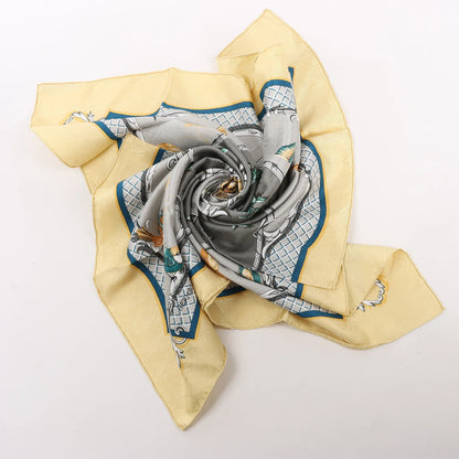 Hermès Carré 90 "LA CLE des CHAMPS" Silk handkerchief in Beige