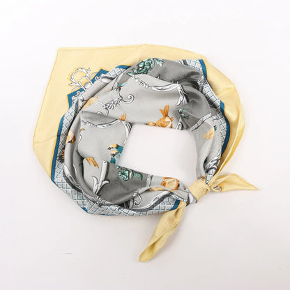 Hermès Carré 90 "LA CLE des CHAMPS" Silk handkerchief in Beige