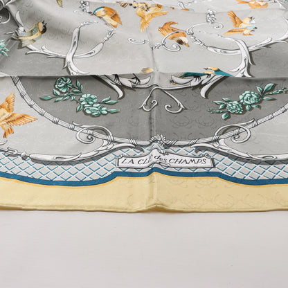 Hermès Carré 90 "LA CLE des CHAMPS" Silk handkerchief in Beige
