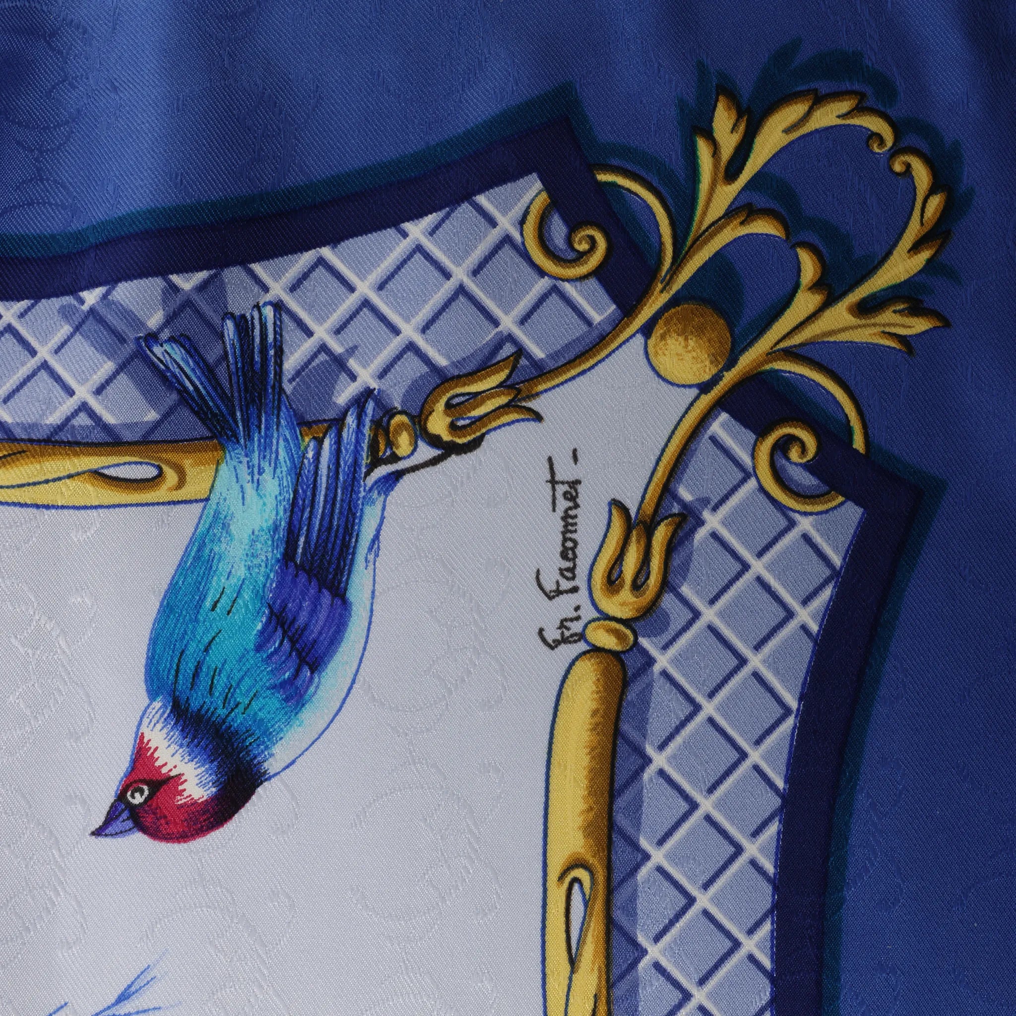 Hermès Carré 90 "LA CLE des CHAMPS" Silk handkerchief in Blue