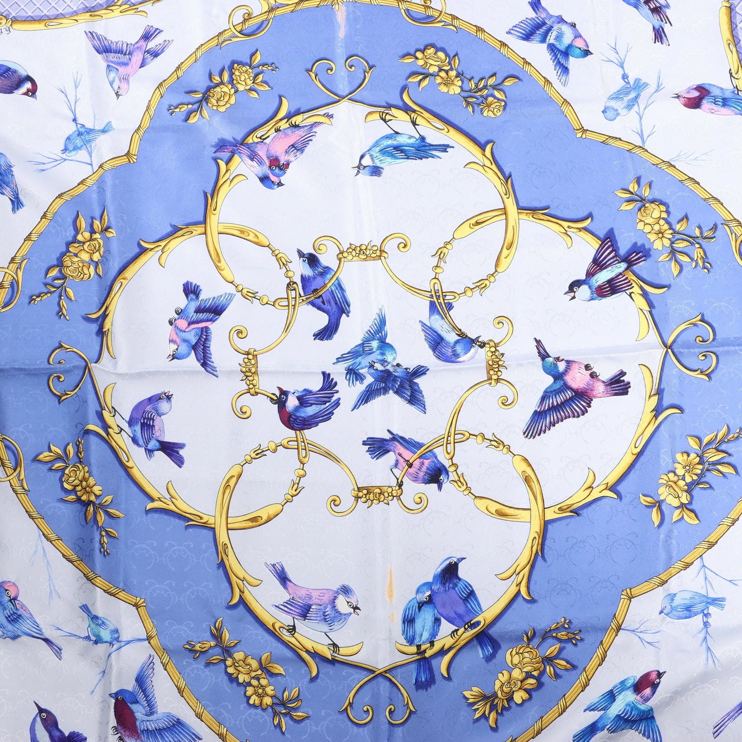 Hermès Carré 90 „LA CLE des CHAMPS“ Seidentaschentuch in Blau