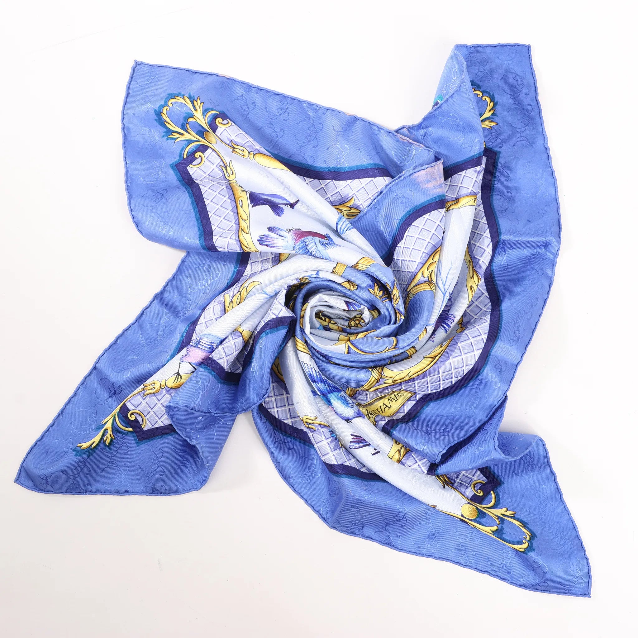 Hermès Carré 90 "LA CLE des CHAMPS" Silk handkerchief in Blue
