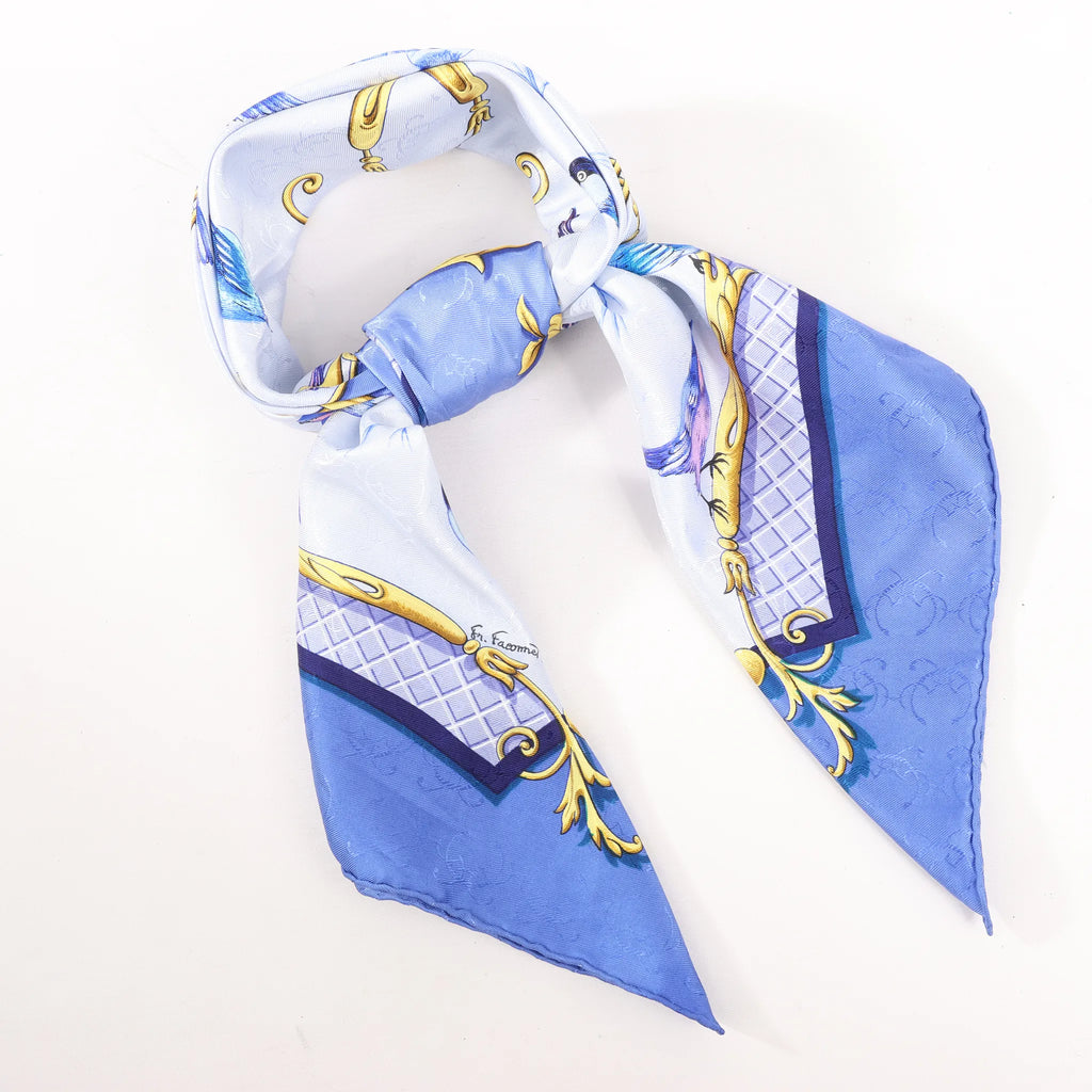 Hermès Carré 90 "LA CLE des CHAMPS" Silk handkerchief in Blue