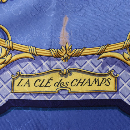 Hermès Carré 90 „LA CLE des CHAMPS“ Seidentaschentuch in Blau