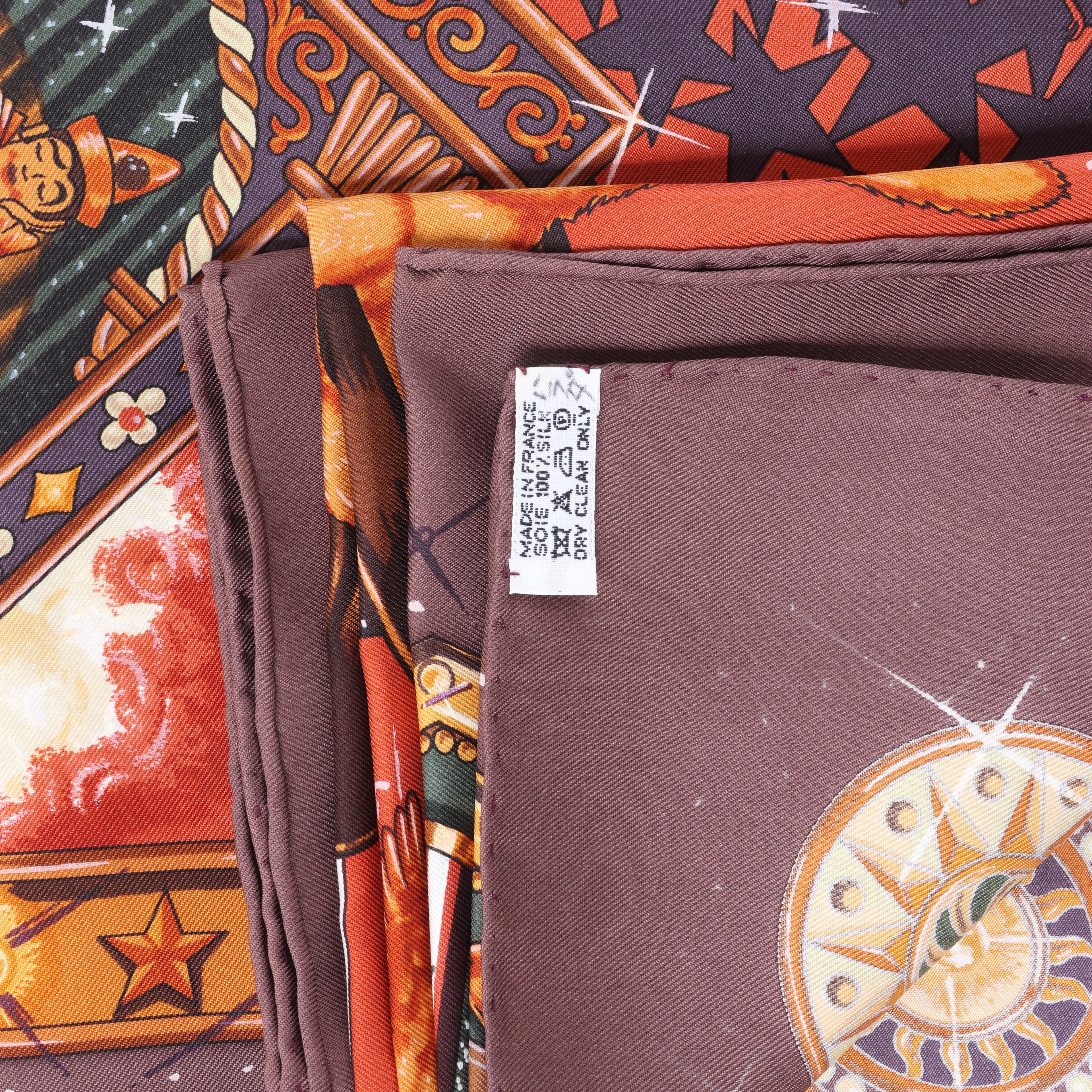 Hermès Carré 90 "LA MAGIE" Silk handkerchief in Brown