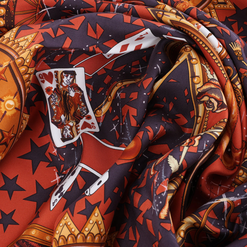 Hermès Carré 90 "LA MAGIE" Silk handkerchief in Brown