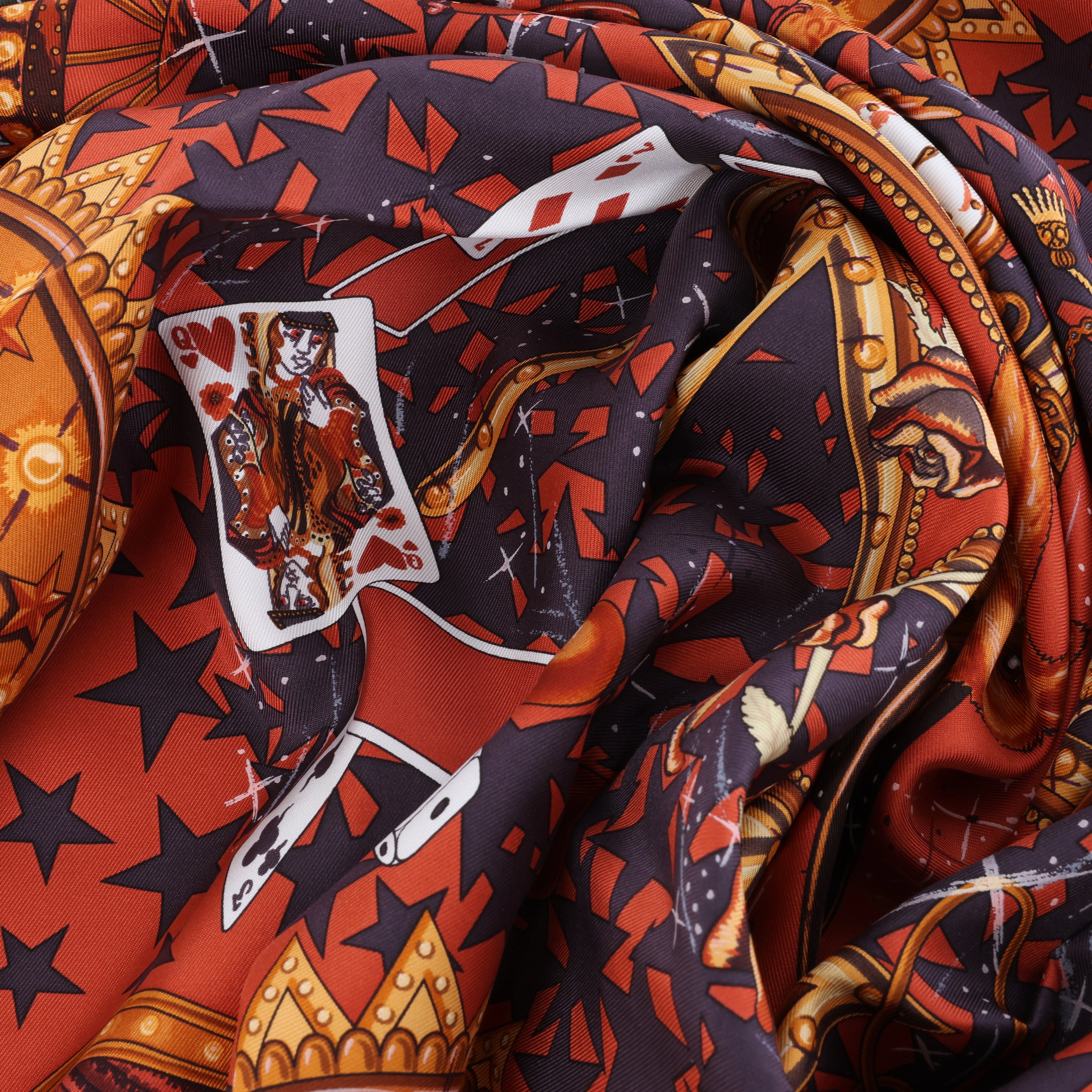 Hermès Carré 90 "LA MAGIE" Silk handkerchief in Brown