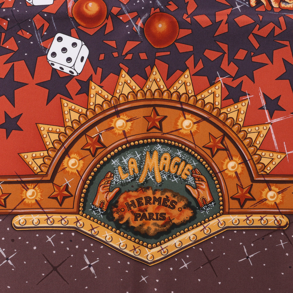 Hermès Carré 90 "LA MAGIE" Silk handkerchief in Brown