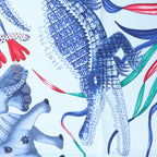 Hermès Carré 90 "LA MARCHE Du ZAMBEZE" Silk handkerchief in Blue