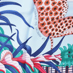 Hermès Carré 90 "LA MARCHE Du ZAMBEZE" Silk handkerchief in Blue