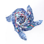 Hermès Carré 90 "LA MARCHE Du ZAMBEZE" Silk handkerchief in Blue