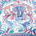 Hermès Carré 90 "LA MARCHE Du ZAMBEZE" Silk handkerchief in Blue