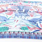 Hermès Carré 90 "LA MARCHE Du ZAMBEZE" Silk handkerchief in Blue