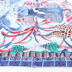 Hermès Carré 90 "LA MARCHE Du ZAMBEZE" Silk handkerchief in Blue