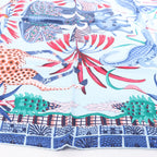 Hermès Carré 90 "LA MARCHE Du ZAMBEZE" Silk handkerchief in Blue