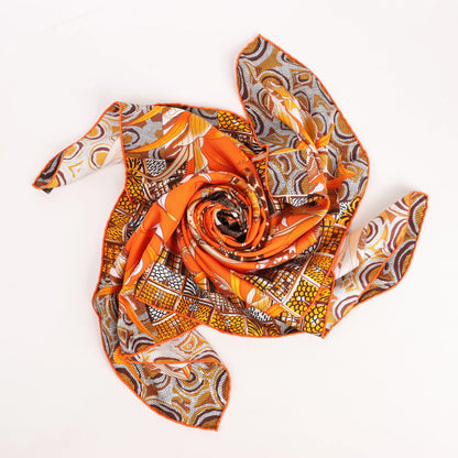 Hermès Carré 90 „LA MARCHE Du ZAMBEZE“ Seidentaschentuch in Orange