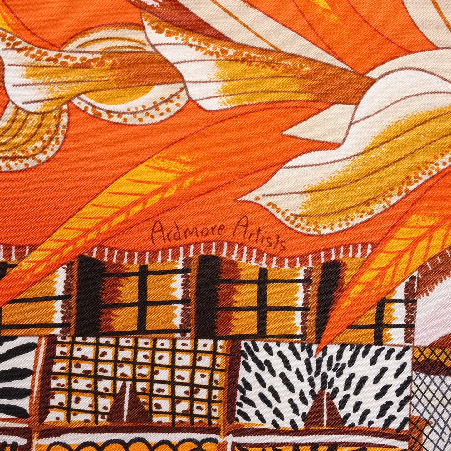 Hermès Carré 90 „LA MARCHE Du ZAMBEZE“ Seidentaschentuch in Orange