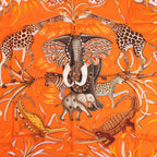 Hermès Carré 90 "LA MARCHE Du ZAMBEZE" Silk handkerchief in Orange